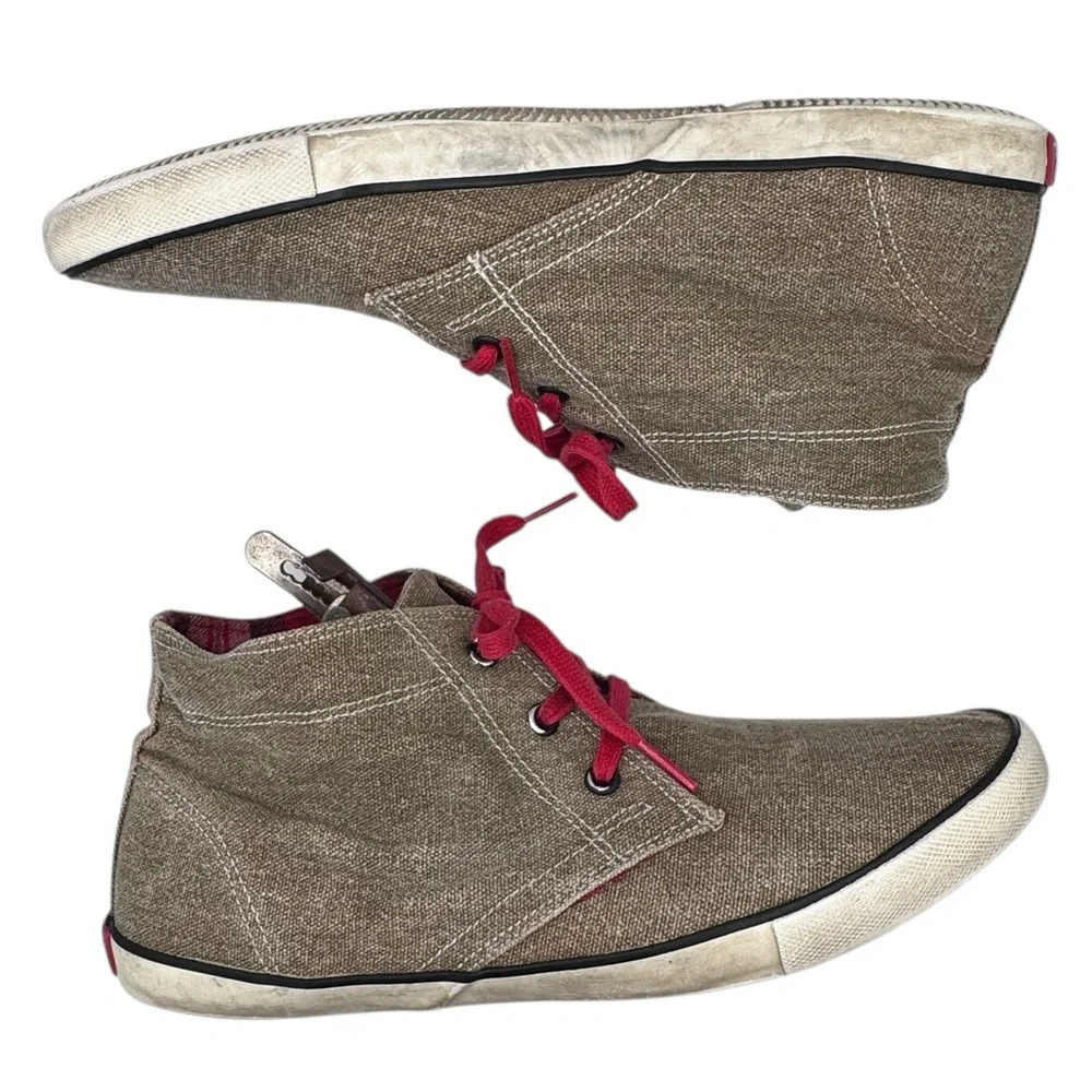 Woolrich Men’s Brown Chukka Canvas Boots with Red Laces - Size 11.5